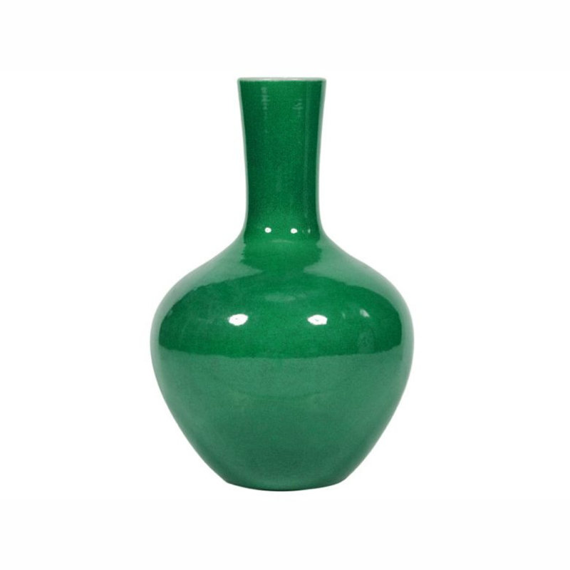 Handmade Table Vase, 21" H x 14" W x 14" D, Orange Crackle