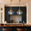 Luminaire suspendu pour îlot de cuisine 1 lumière à intensité variable en verre bleu moderne à hauteur réglable (ensemble de 2)