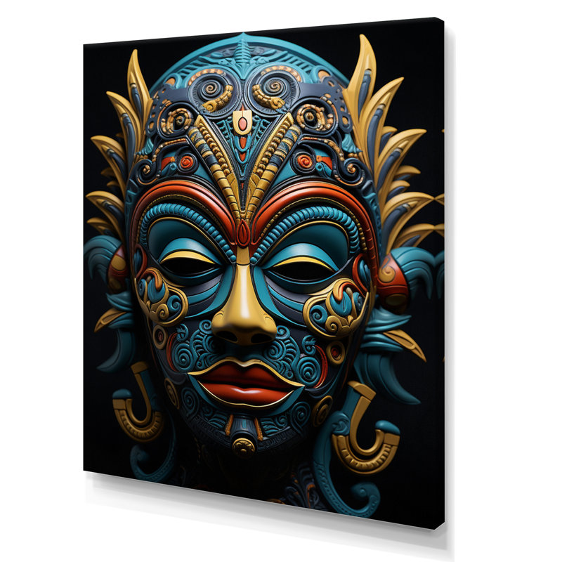 «Jeimi African Masked Splendor II», art mural africain, H 40 po x l 30 po, Toile tendue