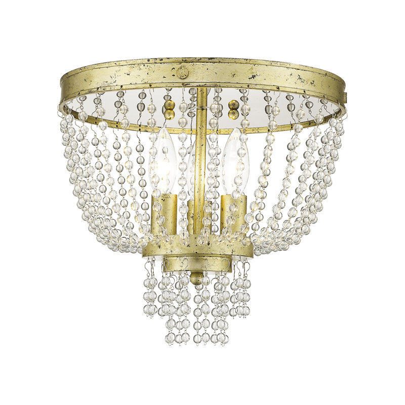 Plafonnier encastré 3 lumières 12,25 po Rachedi, Doré hivernal