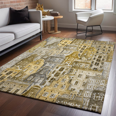 Premium Machine Washable Cerrito AMF600 Brown Rug