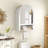 Wall Mounted Arched Cabinet with Mirrored Doors and Adjustable Shelves-215091732