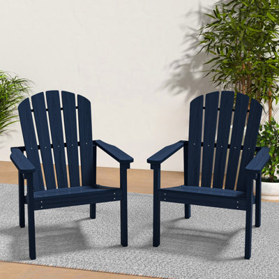 Set of 2 Stackable Adirondack Chairs – All-Weather HDPE Outdoor Patio Chairs with Ergonomic Design, Easy Storage, and Low Maintenance