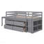 Lit mezzanine simple en bois avec bureau d'écriture rétractable, 4 tiroirs et tablettes latérales pour une utilisation compacte et multifonctionnelle-418072935-418072952