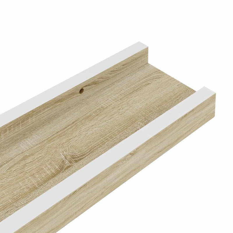 Wall Shelf Floating Shelf Wall Mounted Display Shelf for Photo Frame, 1.2'' H x 45.3'' W x 1.2'' D, White/Oak
