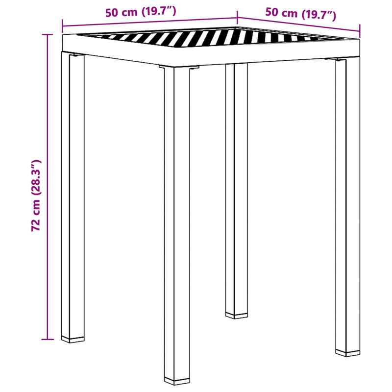 Patio Dining Set with, 2, 1, 72 cm H x 50 cm W x 50 cm D