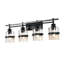 Éclairage pour salle de bain 4 lumières avec abat-jour en verre transparent, luminaire mural noir mat-498944525