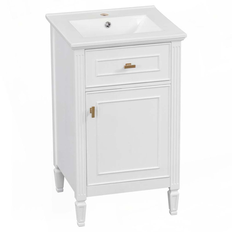 Meuble-lavabo de 20 po avec lavabo en céramique, Blanc