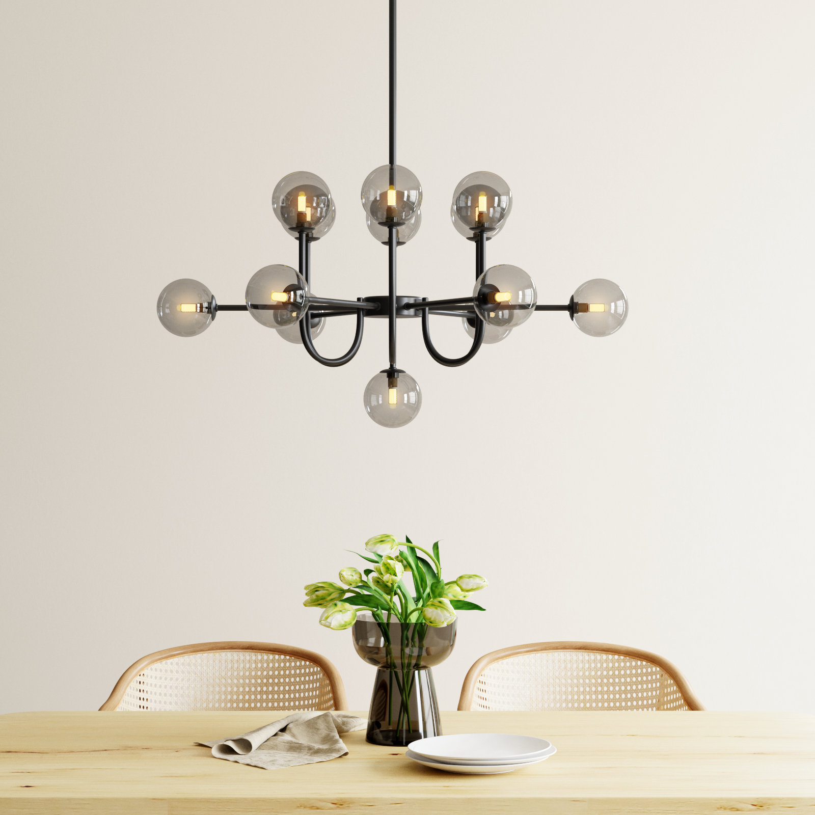 Rennnsan Alaxe 8- Light Aged Brass Linear Chandelier Kitchen
