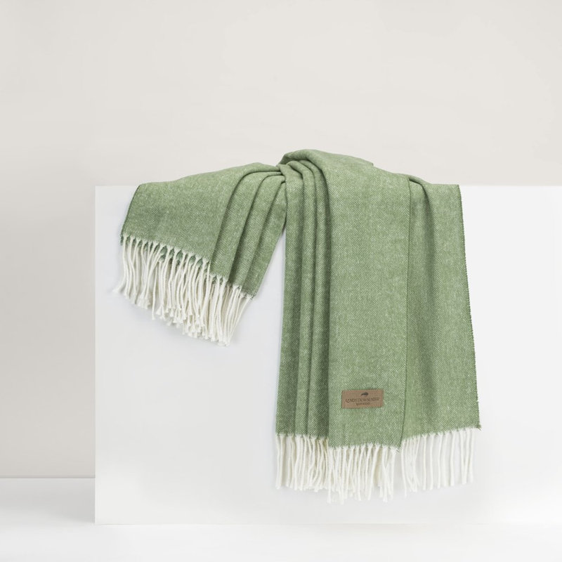 Italian Herringbone Throw, Olive