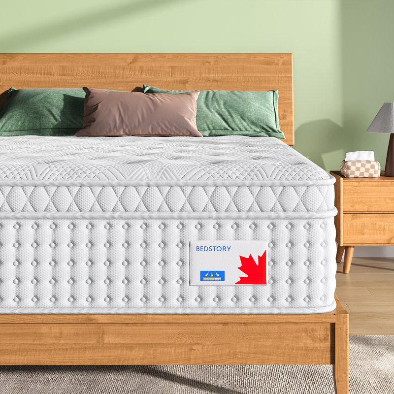 Matelas hybride 10 po / 12 po en mousse viscoélastique gélifiée mi-ferme - ressorts ensachés, support à deux zones, poignées, CertiPUR-US