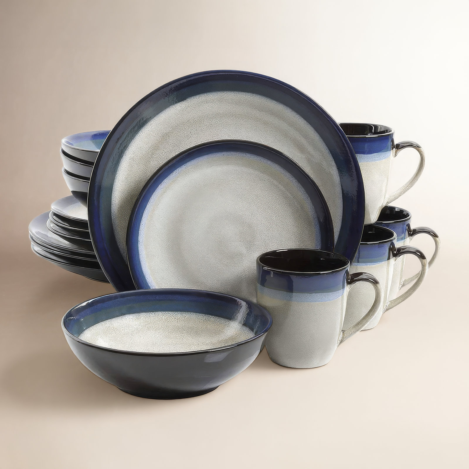 Elite Stoneware Dinnerware Set, Blue