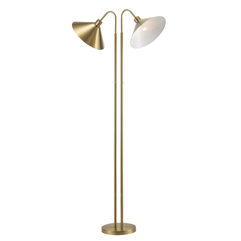 Lampe sur pied à col-de-cygne à 2 lumières Fayra