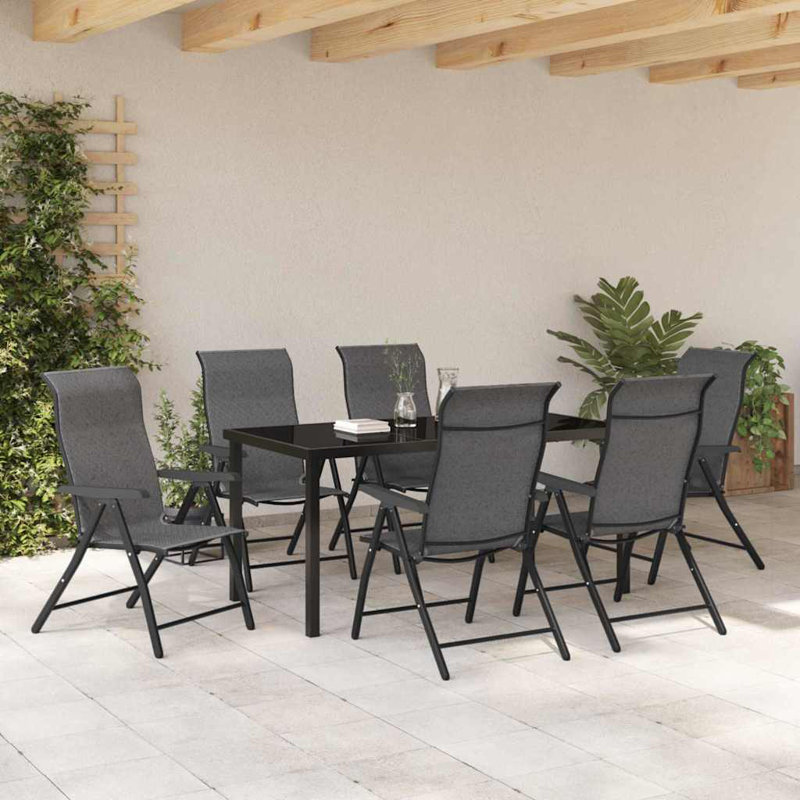 7 Piece Garden Dining Set Poly Rattan, Grey