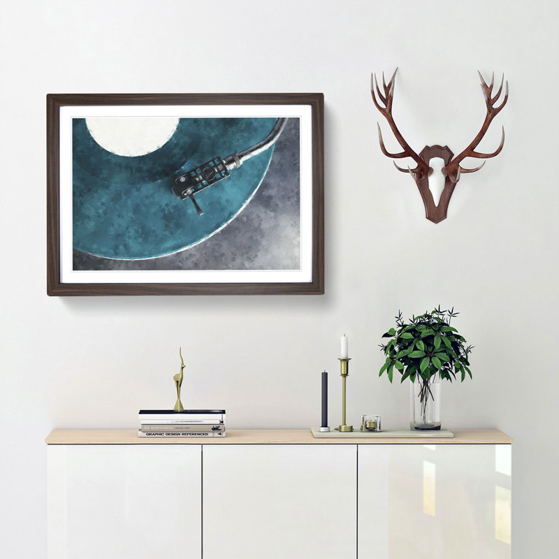 The Record Player Needle - Picture Frame Painting Print, Walnut Framed, 45cm H x 63cm W x 2cm D