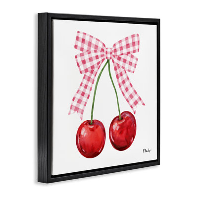 Lucky Cherries & Pink Bow Floating Frame, design by Paul Brent