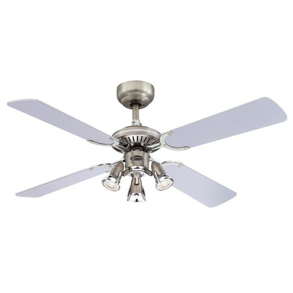 Latrobe 105cm Ceiling Fan with Light Kit, Chrome with Silver/Graphite Blades