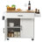Kitchen Island Cart with Solid Wood Top, 35.4" Width Mobile Carts with Storage Cabinet, Rolling Kitchen Table with Spice Rack, Towel Rack, Drop Leaf and Drawer, Portable Islands on Wheels, White