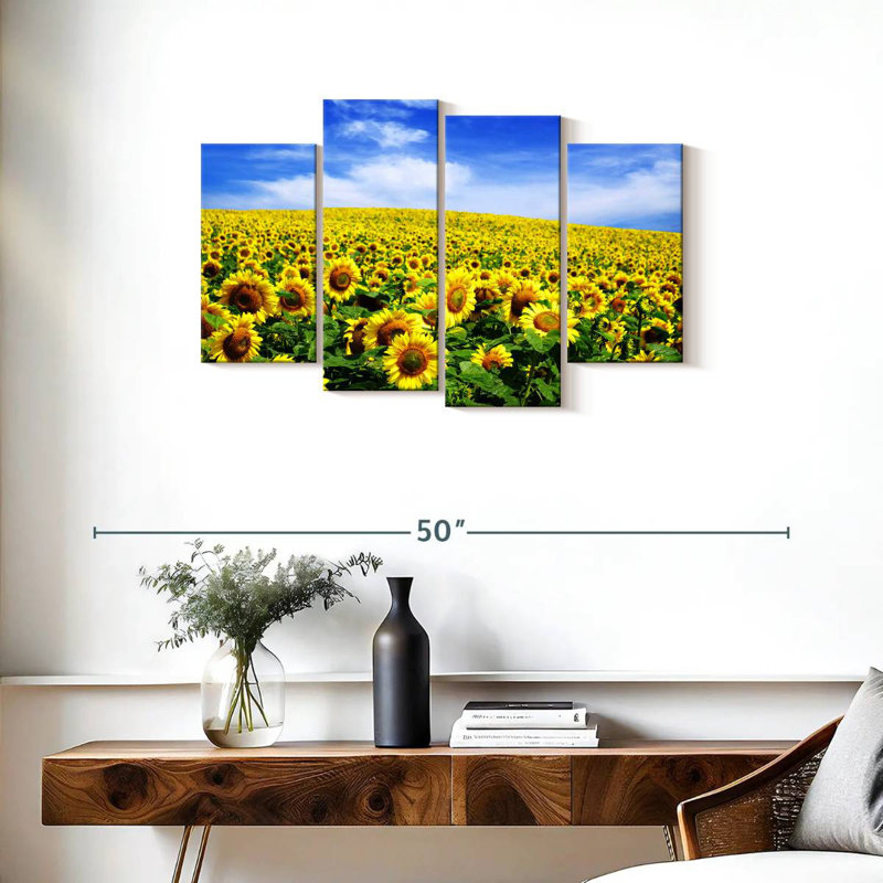 Tournesols d'Alvord sous un ciel bleu, H 22 po x l 36 po