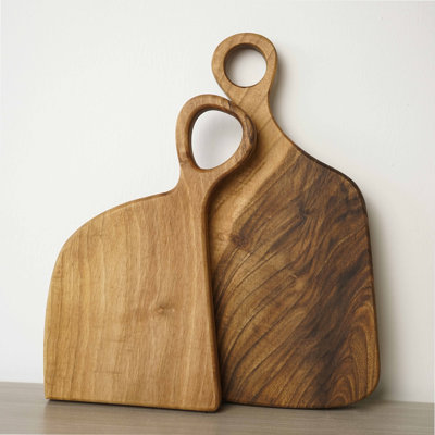 Handcrafted Solid Walnut Wood 2-Piece Cutting & Serving Board Set – Decorative Handle Designs
