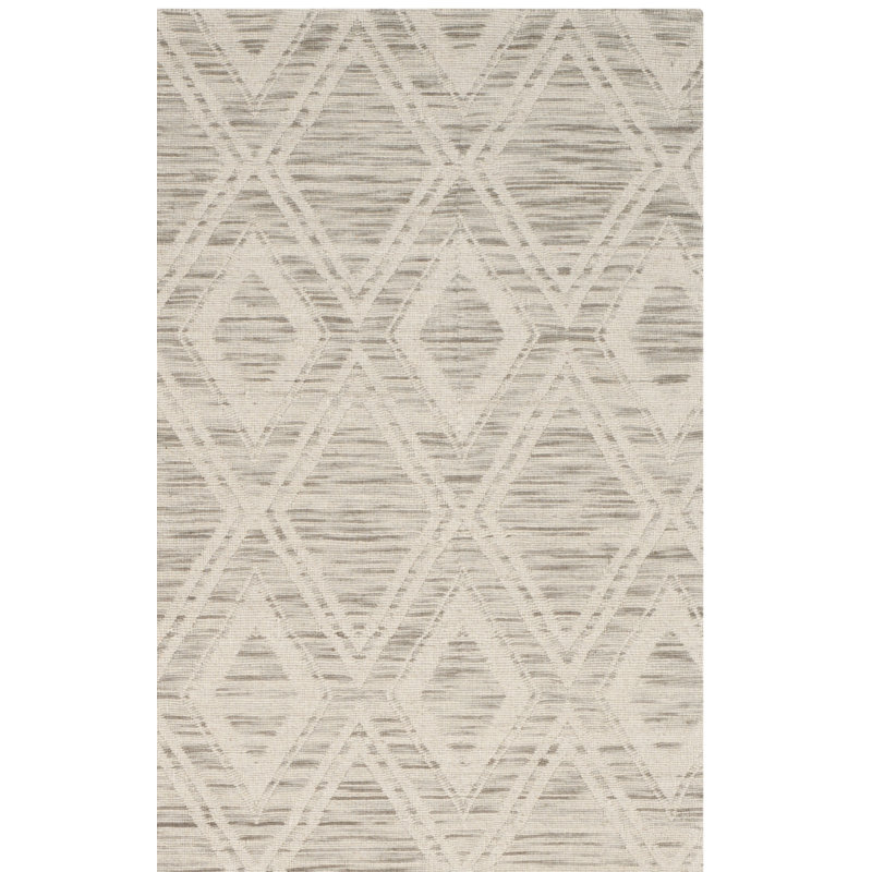 Amritpal Hand Loomed Wool And Cotton With Latex Geometric Rug, Square 6'