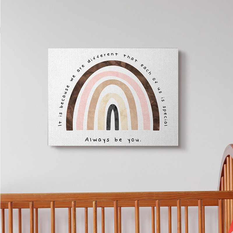 «Always Be You Expression Inspirational Diversity Rainbow» par Erica Billups - impression d'art textuel, Toile tendue