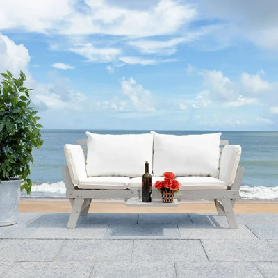 Stockbridge 73.82'' Wide Straight Acacia Patio Daybed with Cushions