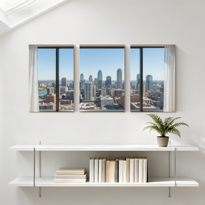 Ensemble de 3 impressions d'art sur toile, paysages et paysages urbains, H 24 po x l 48 po