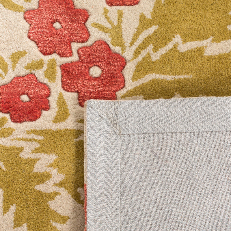 Tapis beige / rouille en laine touffeté à la main Cerda, Rectangle 2 pi x 3 pi