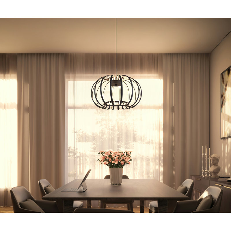 1 - Light LED Geometric Pendant, Matte Black