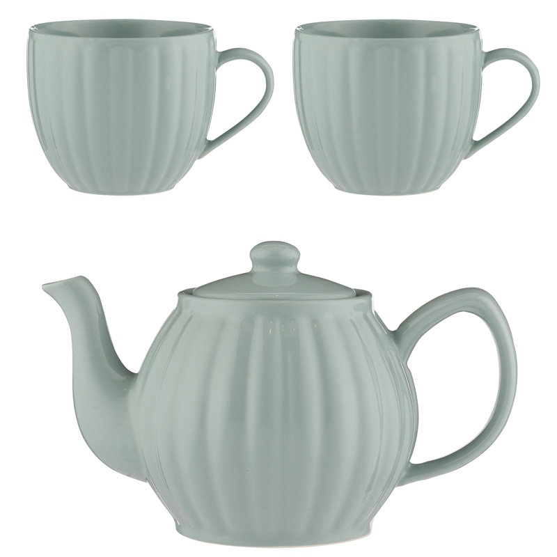 Théière et tasses Duckegg, Vert sauge