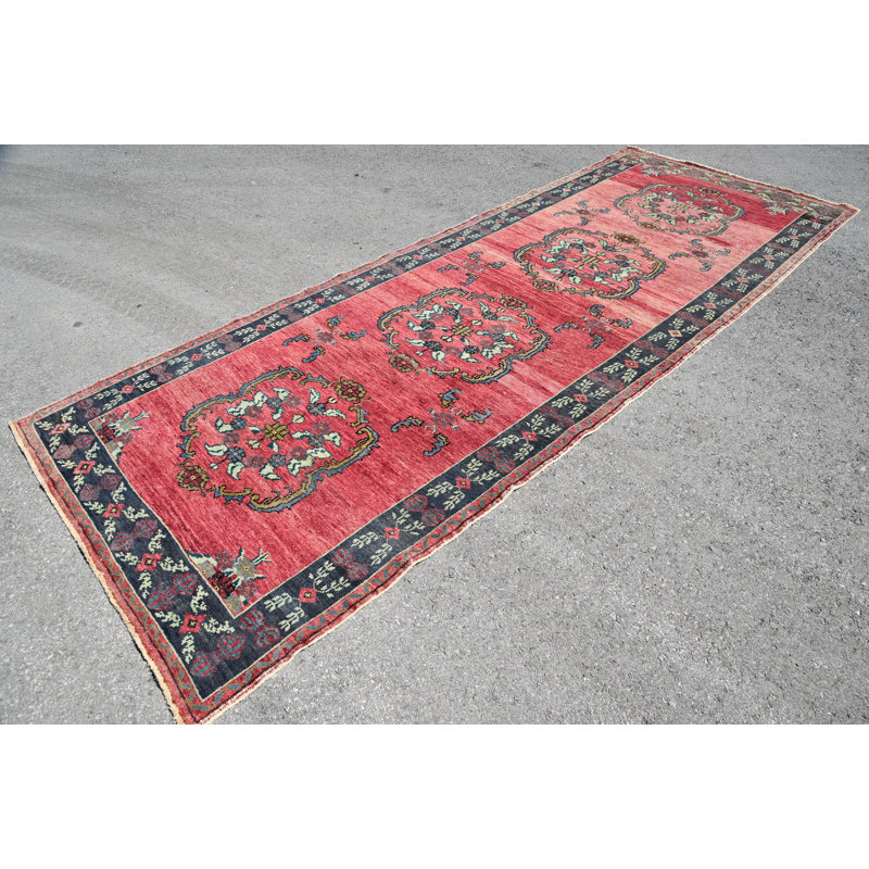 Tapis rose, tapis géométriques, tapis de couloir 4,7 x 12,2 pi, tapis turc, tapis rétro rose