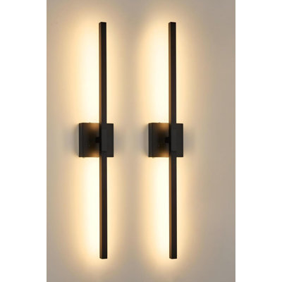 Applique murale noire à pile avec télécommande | Ensemble de deux appliques murales rechargeables sans fil 3000/4500 / 6000K à intensité variable 8000Mah avec minuterie