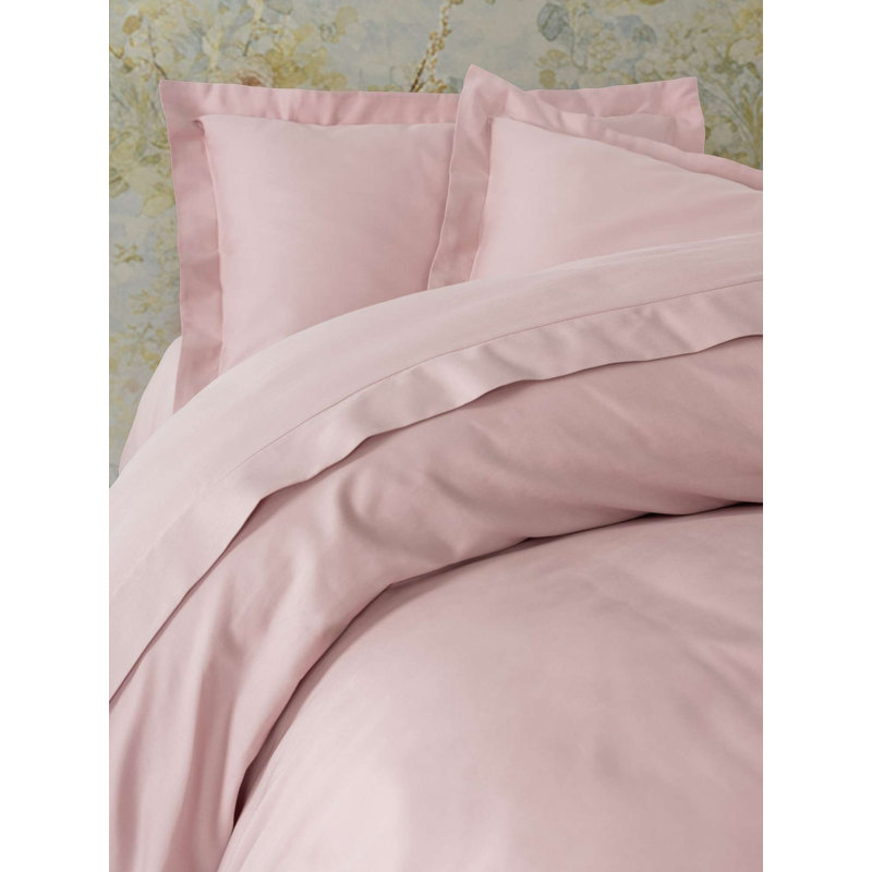 Ensemble de housse de courtepointe 100% coton satiné, couleur poudre | Housse de couette 78,7 po x 78,7 po, 2 taies d'oreiller 31,5 po x 31,5 po | Système de fermeture à boutons et enveloppes, impression réactive, densité de tissage de 211 fils, lavable à la machine