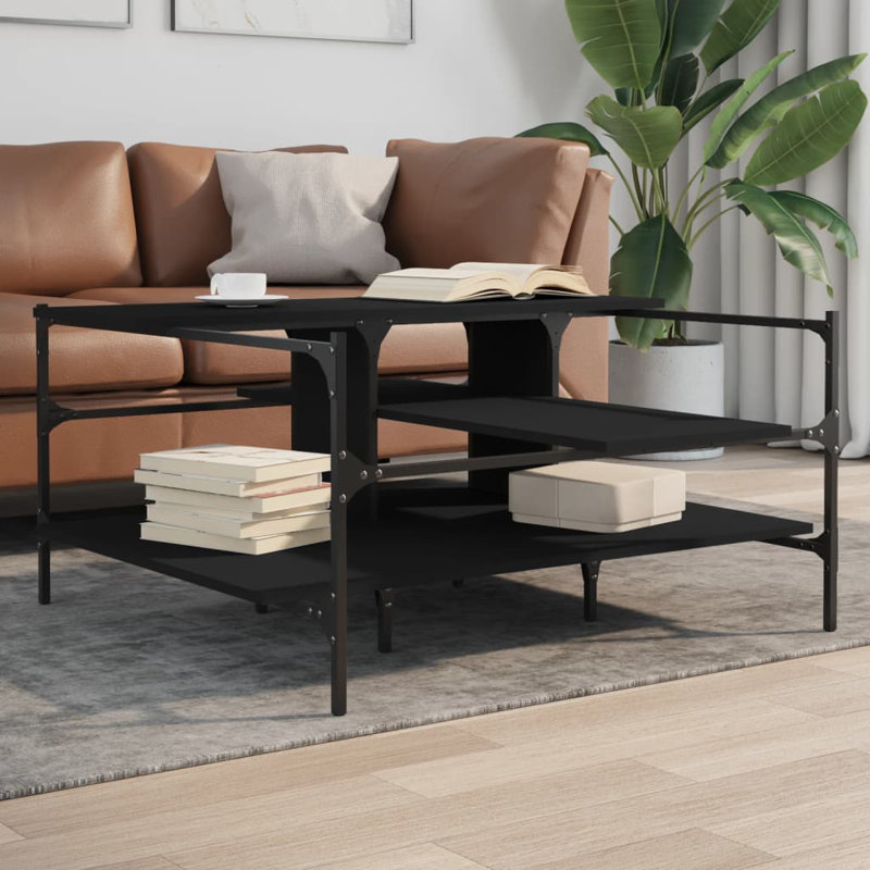 Nidya Four Leg Coffee Table with Storage, Black
