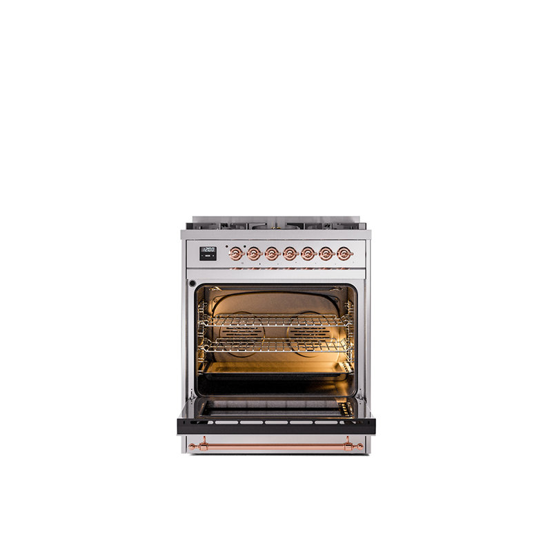 ILVE Nostalgie II 30 in Dual Fuel Range, Burgundy/Copper, Natural Gas