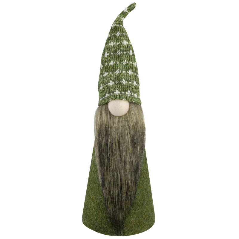 Décoration de table de Noël gnome verte et blanche, H 14 po x l 4,5 po x P 4,5 po