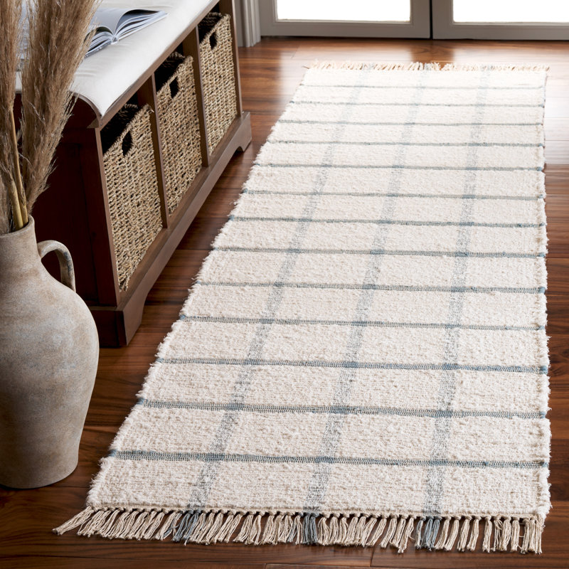 Tapis Montauk 322 ivoire / bleu, Tapis de couloir 2 pi 3 po x 8 pi