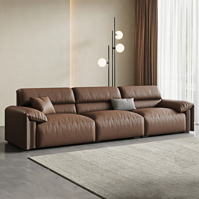 Minimalist Genuine Leather Straight-row Sofa