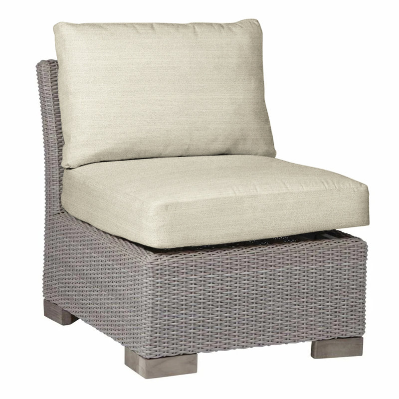 Club Patio Lounge Chair with Cushions, Oyster, No Welt, Intermix Indigo