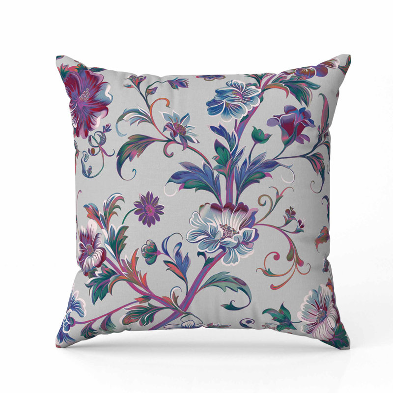 Coussin en faux suède Nature's Palette, Carré 16 po, Blanc / vert / beige / mauve