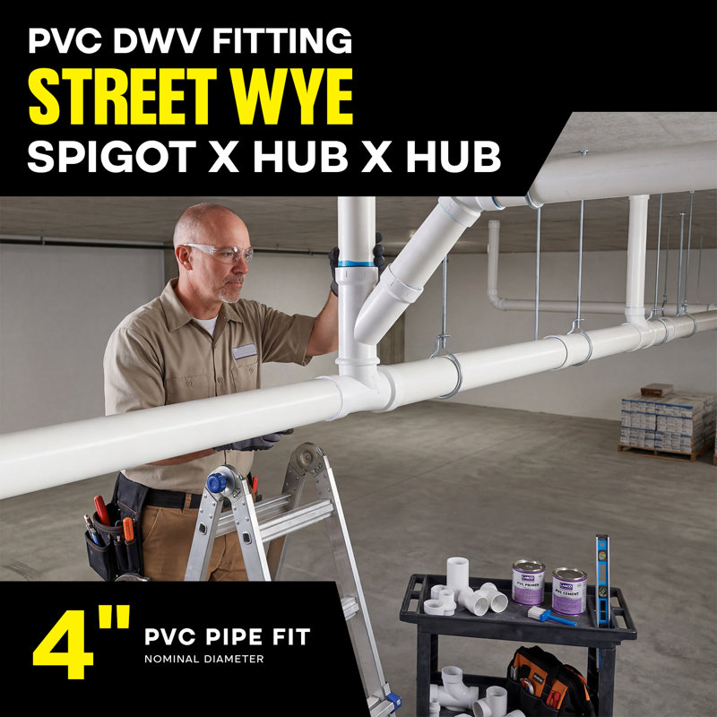 4 po. PVC VD Wye Street S x H x H, drain en PVC blanc, raccord d'évacuation et d'évacuation, (paquet de 10)