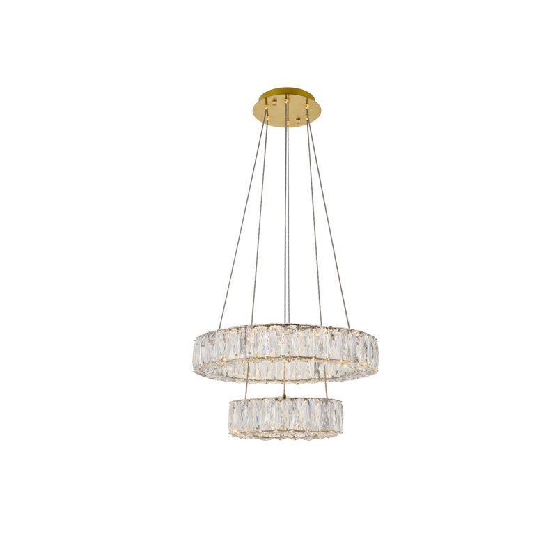 Lustre ovale en cristal 2 lumières Steveson, H 12 po x l 18 po x P 18 po, Or