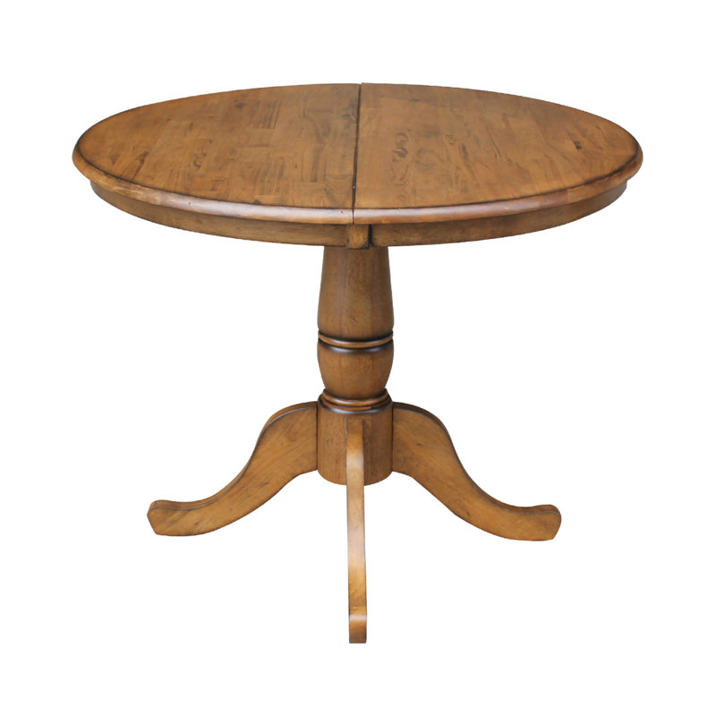 Ingbert Extendable Solid Wood Pedestal Dining Table, Pecan