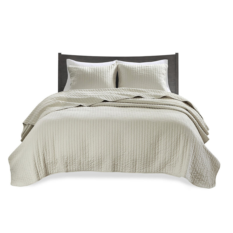 3 pièces courtepointe crème double / grand - microfibre et coton, réversible pour une nuit de sommeil sereine douce, avec literie en coton
