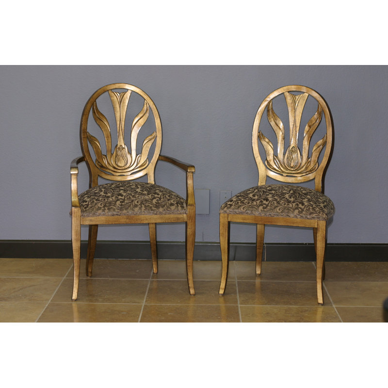 Chaise avec accoudoirs en bois massif Monahan