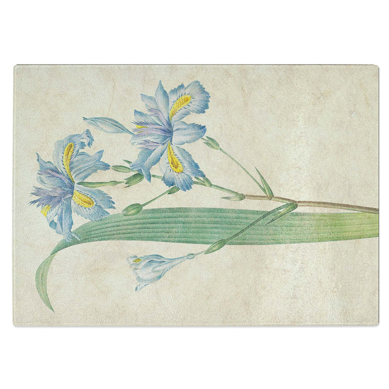 Tempered Glass Butterfly Iris Flowers Chopping Board, 39 cm W x 28.5 cm L