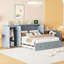 Grand lit gris avec option, espace généreux et armoire polyvalente / bureau intégré, grand espace de rangement combiné
