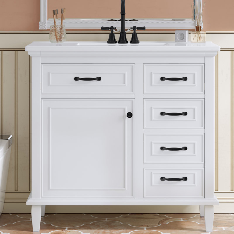 Ensemble de meuble-lavabo 36 "avec lavabo en céramique, Blanc