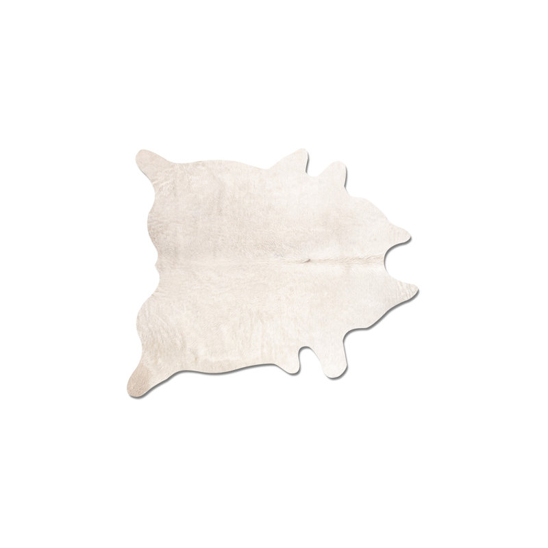 Tapis en cuir de vache blanc cassé 5 pi x 7 pi